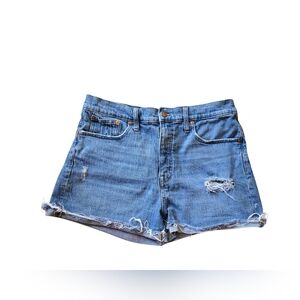 Madewell Blue Distressed High Rise Denim Women Shorts ~ Size 31